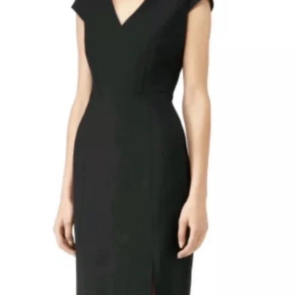 Reiss | Dresses | Reiss Black Cap Sleeve Midi Abbi Fay Wool Blend Dress Us  4 Uk 8 | Poshmark